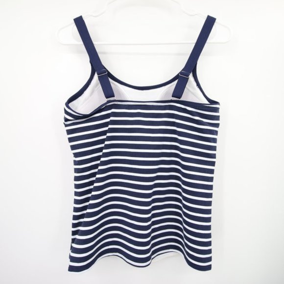 NWOT Lands End Navy Blue White Babydoll Style Striped Pattern Swim Tankini Top T - Picture 10 of 10
